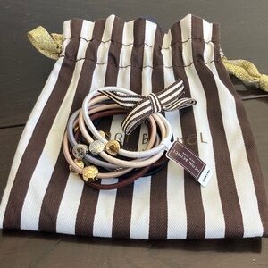 Henri Bendel 10 Piece Hair Ties Set Grey Multi Color Bundle NWT